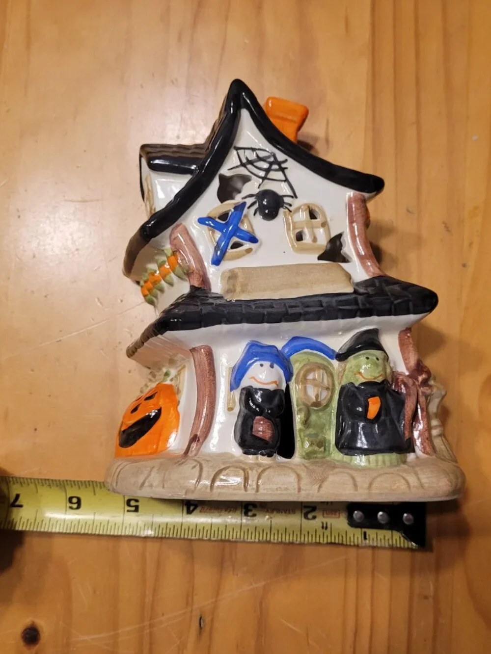 Halloween House Ceramic Candle Holder Witches, Bats Pumpkin